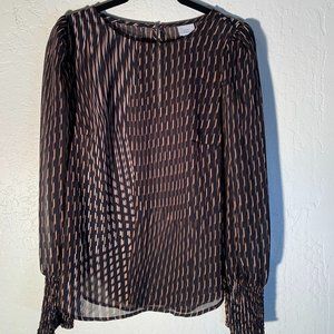 A New Day Sheered Cuff Black and Beige Blouse S